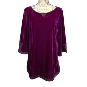 Soft‎ Surroundings Velvet Bell Sleeve Boat Neck Tunic Top Whimsigoth Size XS